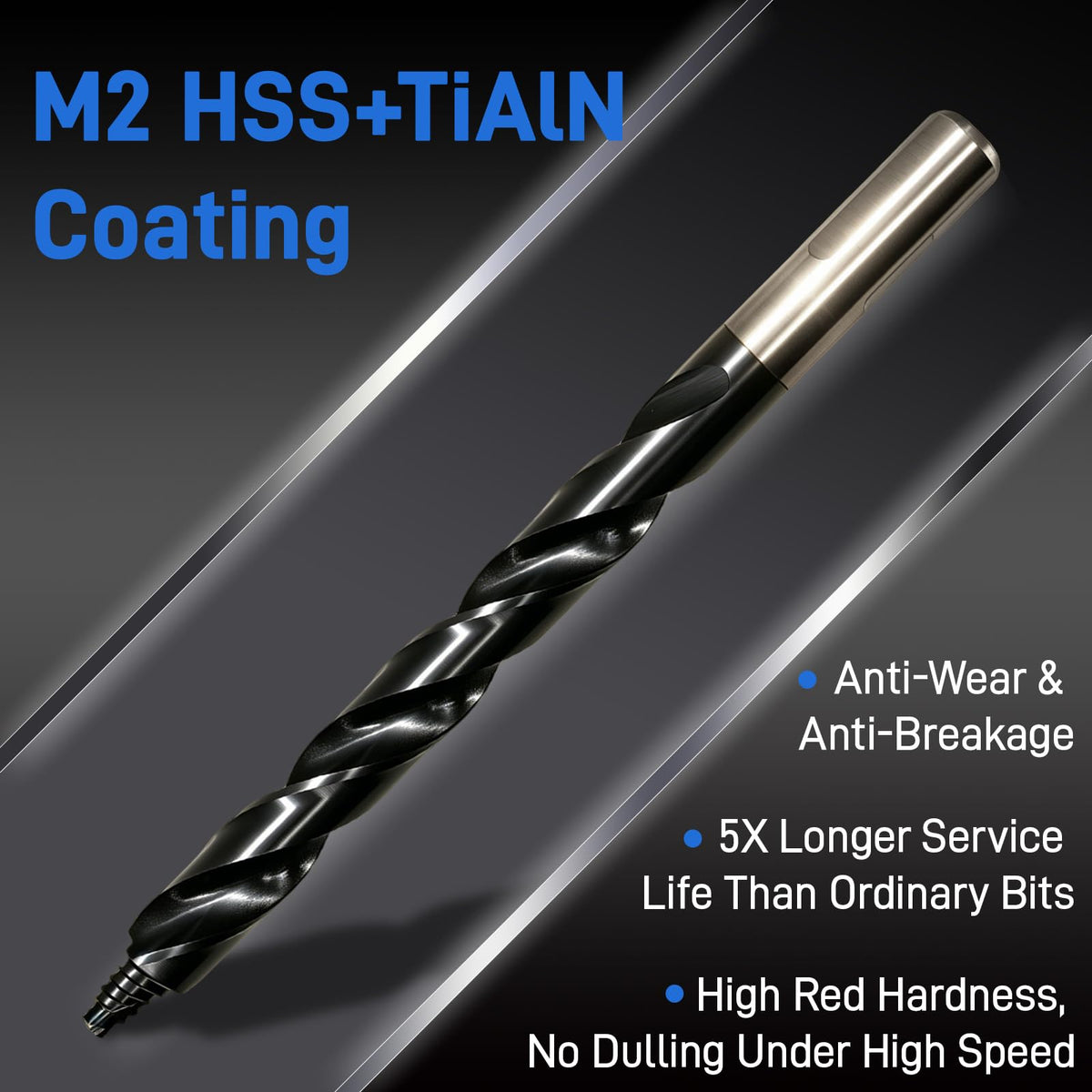 21pcs Stepped Point Drill Bit Set, 3-Flat Shank Titanium Coating 1/16"-1/2"