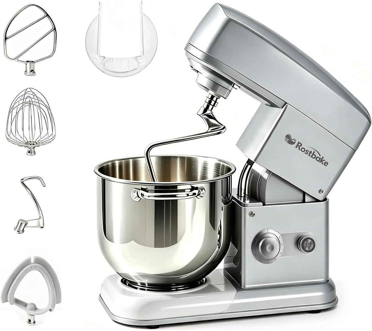 7.4QT Stand Mixer,Ice Cooling Bowl,500W DC Low Noise Dial Gray | Commericial Food Mixer 11-Speed Electric stand