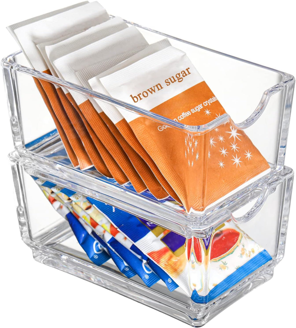 Set of 6 Sugar Packet Holder, Acrylic Tea Bag Bowl for Drawer, Clear Caddy Tea Packet Storage Container Dispenser for
