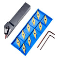 3/4" Indexable Lathe Turning Tool Holder MVJNR2020K16 Steel Carbide Turning Tool Holder for Turning Grooving Threading with 10Pcs VNMG331/VNMG160404 Carbide Inserts