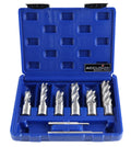 Accusize Industrial Tools Slugger Cutter Set, 9/16", 11/13", & 13/16" Cut Dia., 1" & 2" Cut Depth, 3/4" Weldon Shank, 2 Pilot Pins, 8 Pcs, 0519-0002
