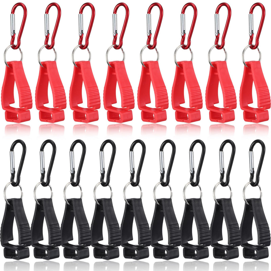 Leinuosen 18 Pcs Black and Red Glove Clips for Work, Glove Holders Bulk