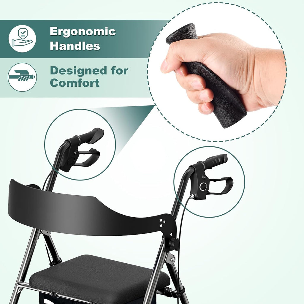 2 Pcs Universal Rollator Hand Grip for Rolling Walker Replacement,Wheelchair, Left and Right Hand Grips for Drive Rollator,Black