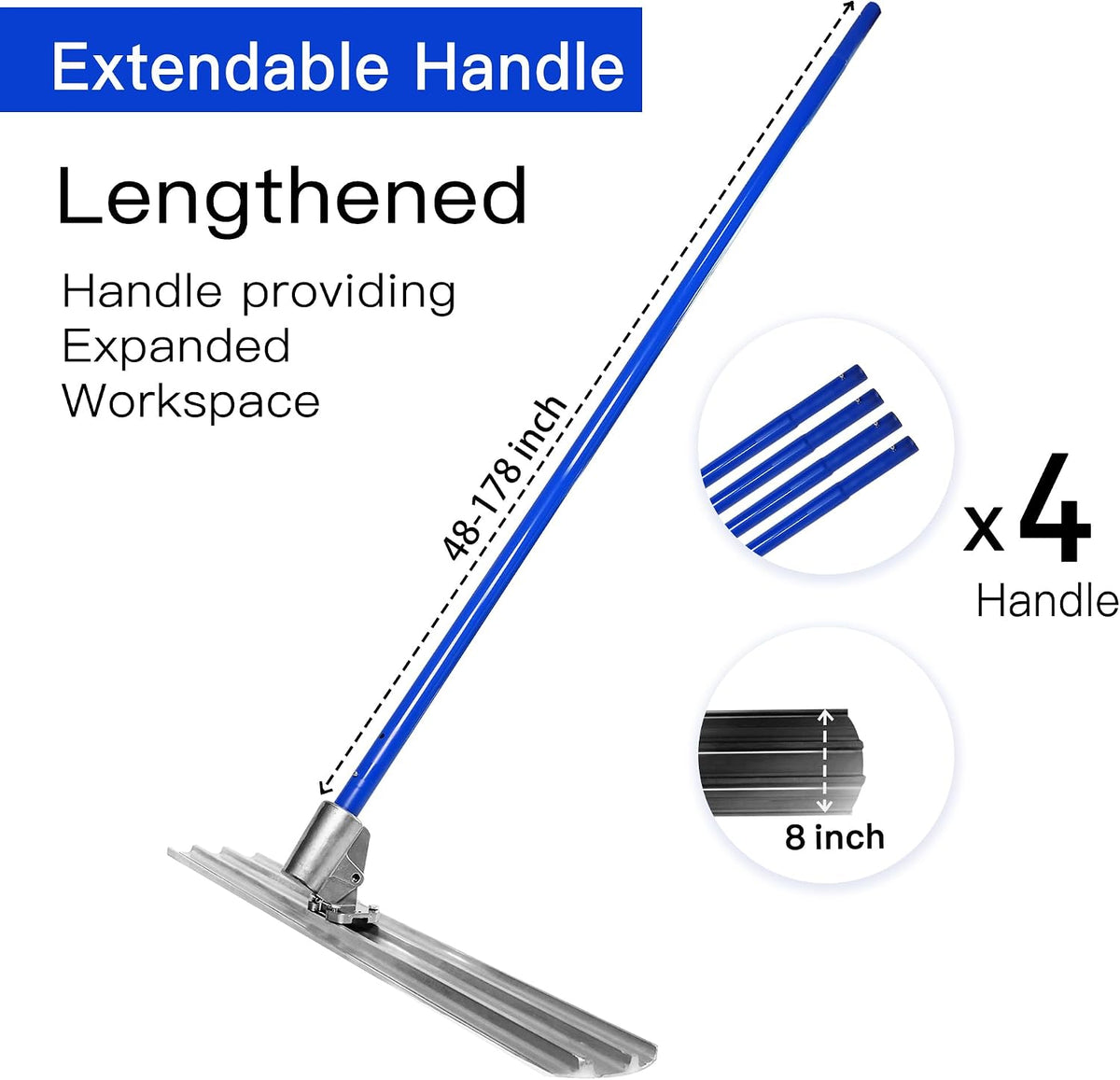 Bull Float Aluminum Magnesium Alloy Concrete Float 48"x8" Round End Board Kit trowel Tool Cement Tools Float Bracket