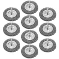BeQell Wire Brush for Drill, 10pcs 4 Inch Wire Wheel Brush Cup Set, 0.012 Inch Coarse Carbon Steel Crimped with 1/4-Inch Hex Shank for Rust Removal, Clean Paint ,Corrosion