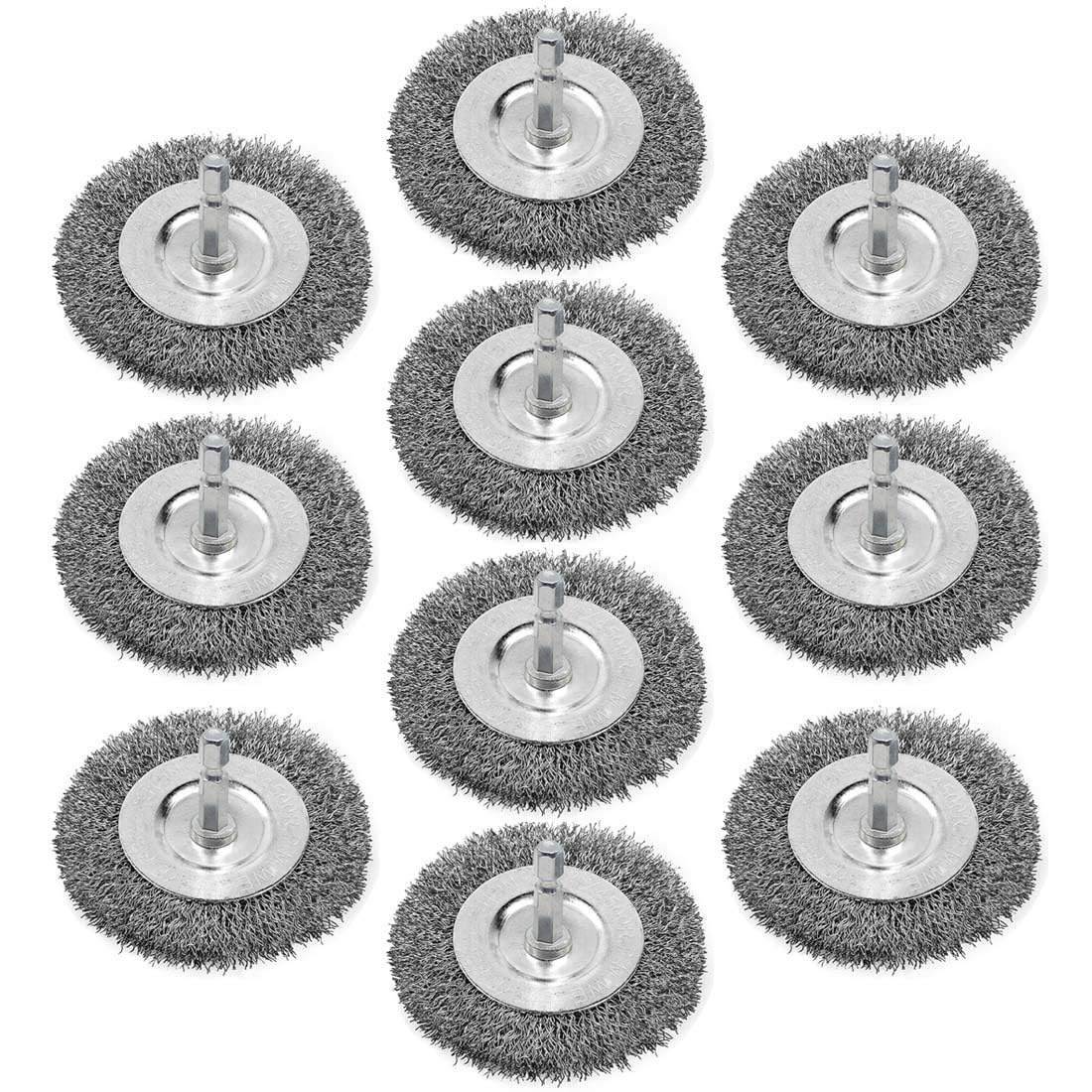 BeQell Wire Brush for Drill, 10pcs 4 Inch Wire Wheel Brush Cup Set, 0.012 Inch Coarse Carbon Steel Crimped with 1/4-Inch Hex Shank for Rust Removal, Clean Paint ,Corrosion