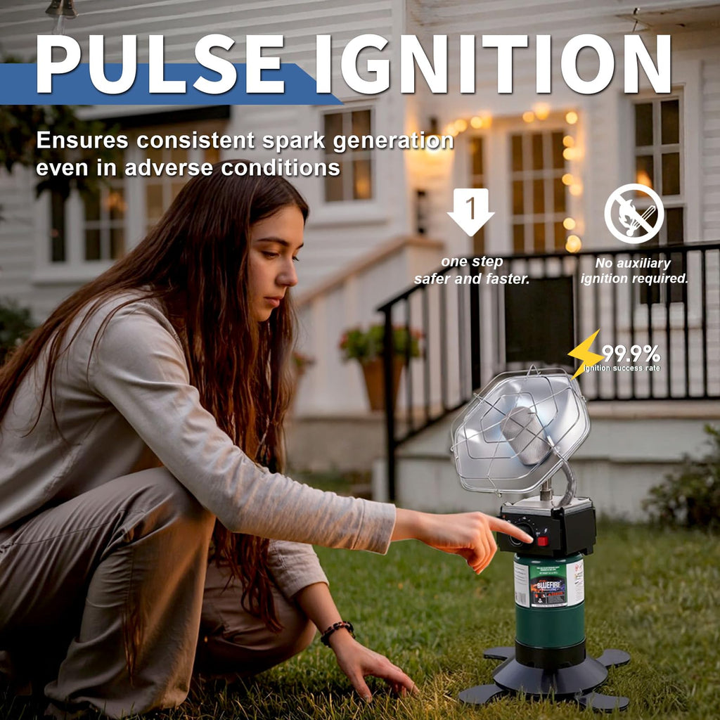 Portable Propane Heater Catalytic Burner with Foldable Cylinder Base，8520 BTU Power with Control Valve Pulse ignition