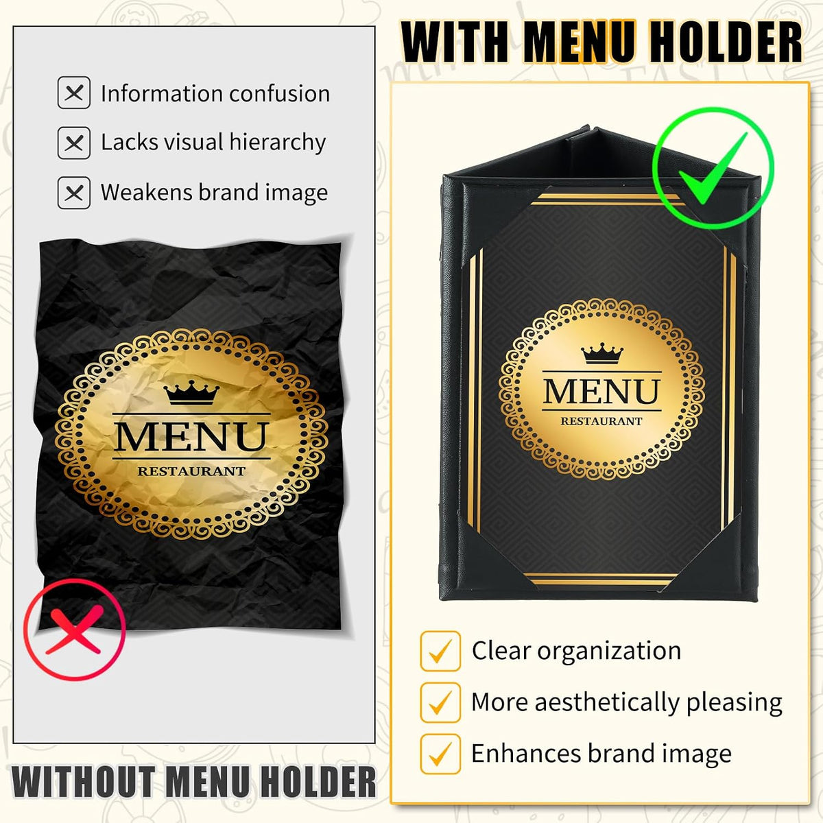 Leather Table Tent Triangle Menu Holders 4" x 6", 12 Pack 3-Side