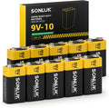 9V Batteries 10 Pack Carbon Zinc 6F22 Square 9 Volt Battery for Smoke/CO Detector, Ultra Long Lasting