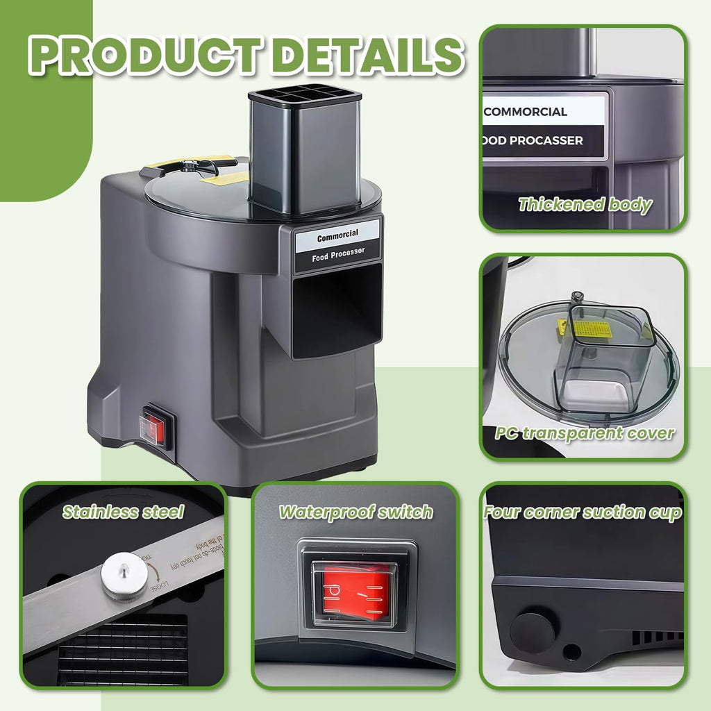 5 in 1 Commercial Food Processor, Electric Vegetable Chopper | Vegetable Dicer with 5 Blades, Dicer Slicer Shredder
