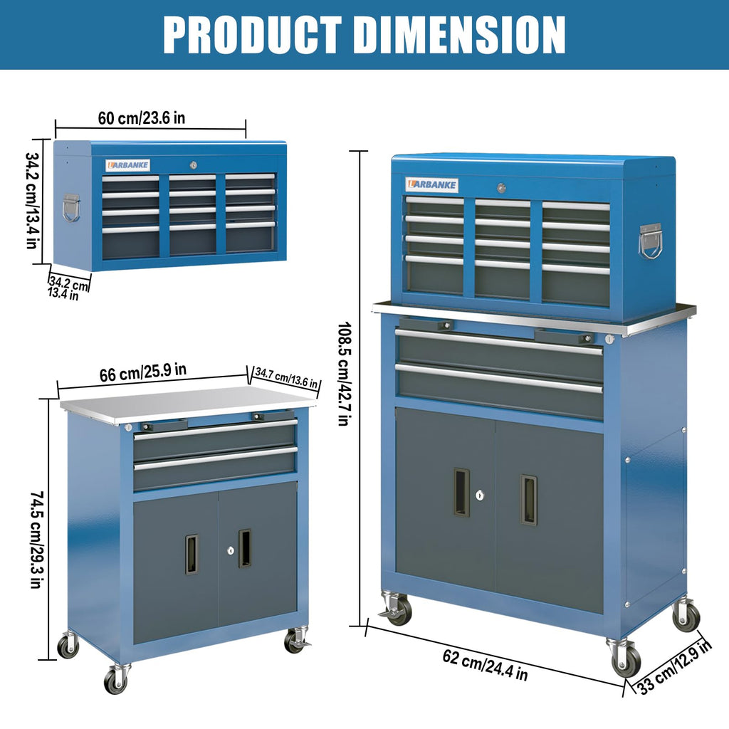 Rolling Tool Chest Combination,5-Drawer & 8-Drawer Tool Chest