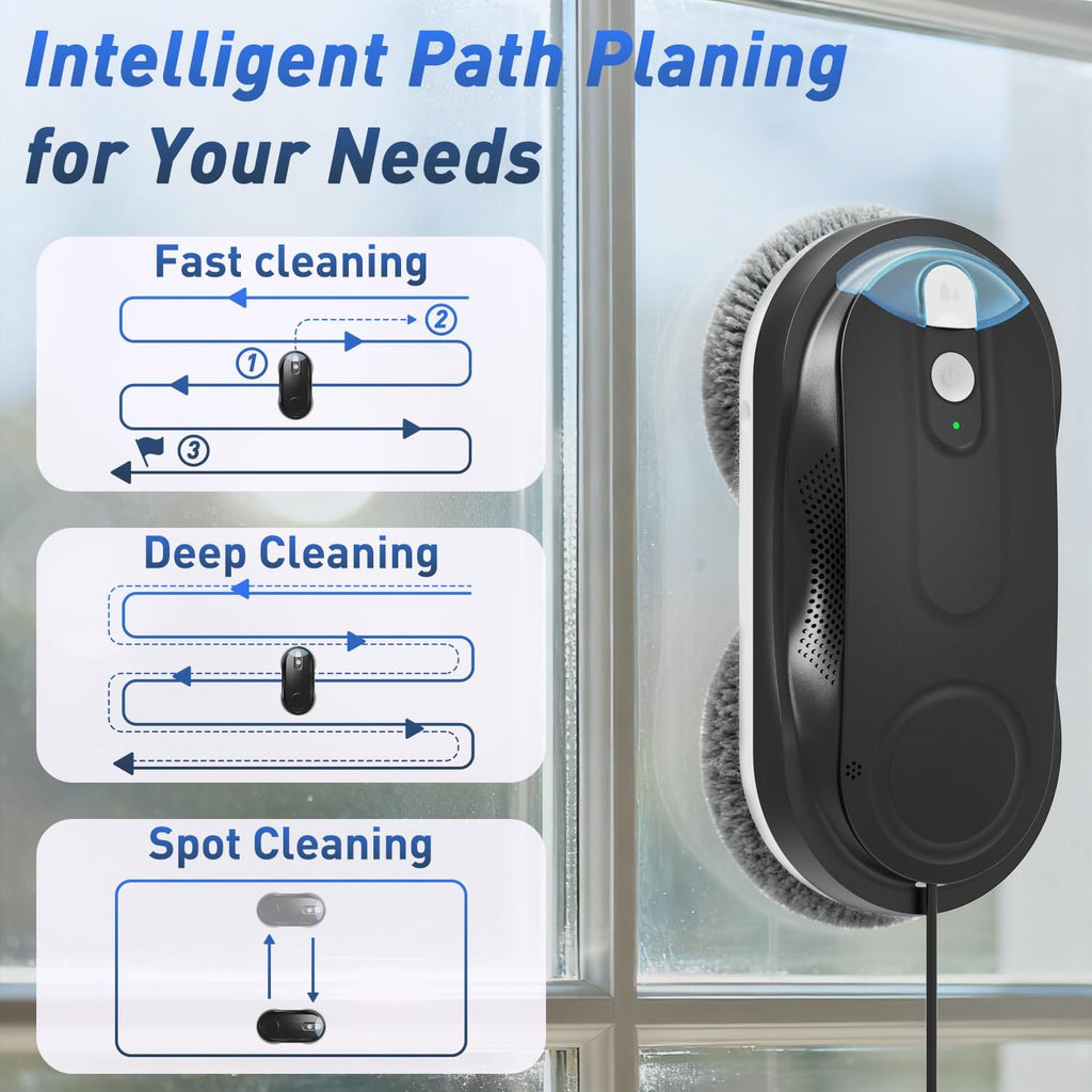 Window Cleaning Robot with Dual Spray for High-Rise Windows,Black