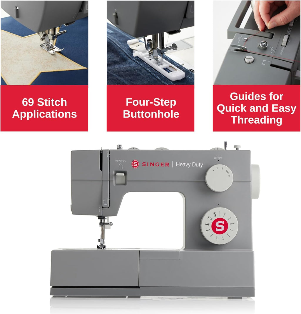 4411 (Grey) High Speed Heavy Duty Sewing Machine with Accessories | 11 stitches deliver 69 applications, 50% more