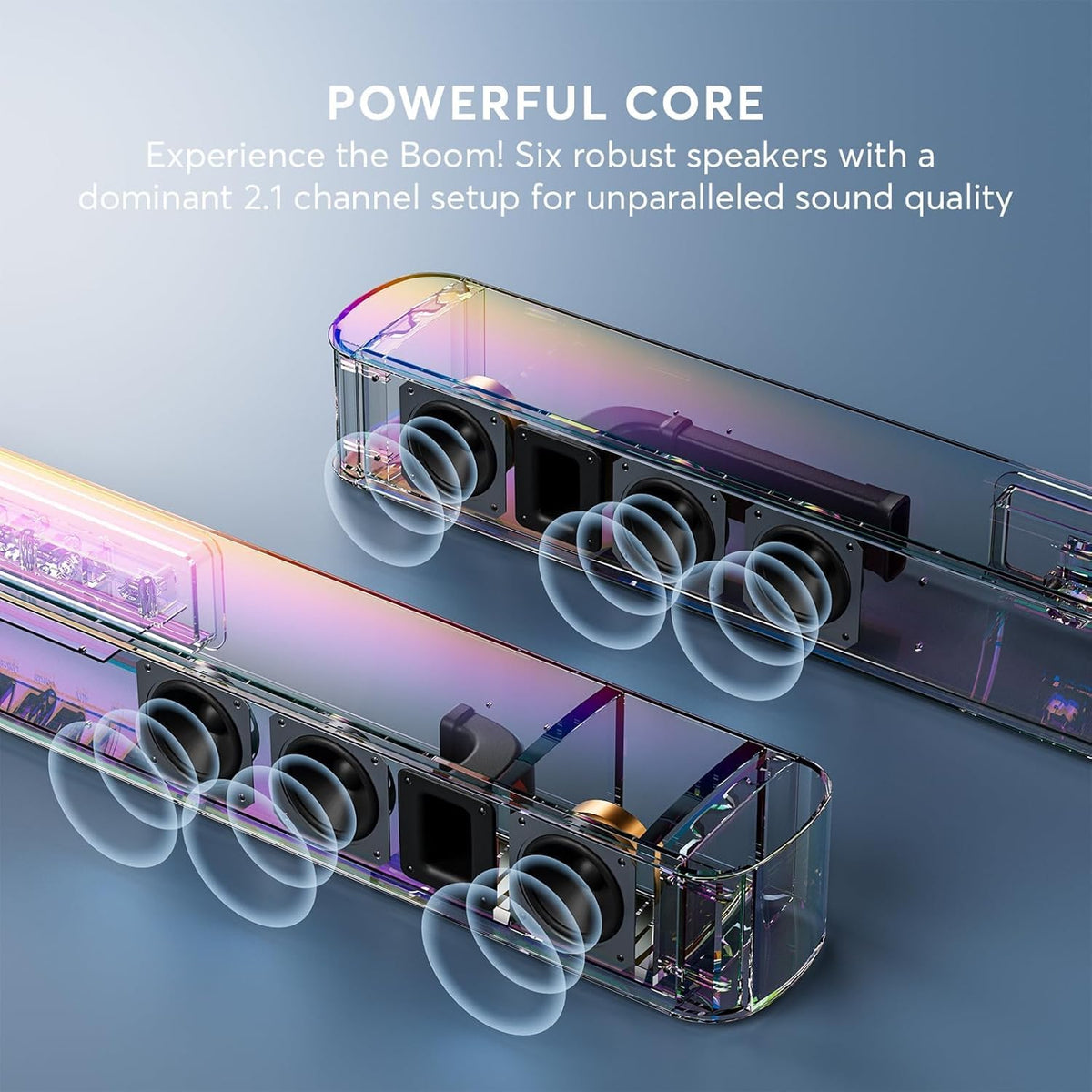 2.1 CH Dolby Atmos Soundbar, 37 Inch 6-Drv Sound Bar for TV w/HDMI-ARC/BT | Built-in Subwoofer, 3D Surround Sound 3