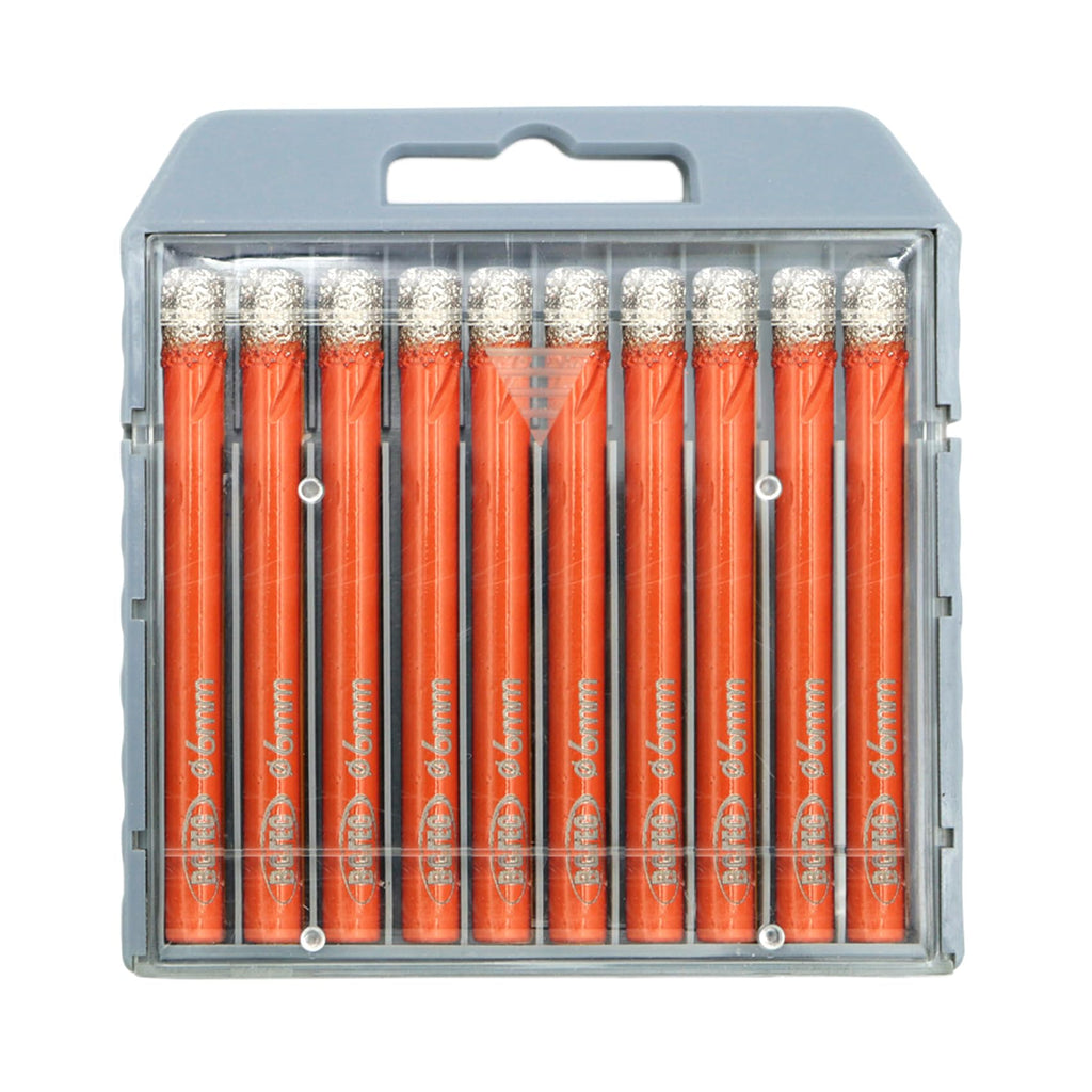 BGTEC Dry Diamond Drill Bit Set,10pcs 1/4" 6mm Tile Bits Hole Saw