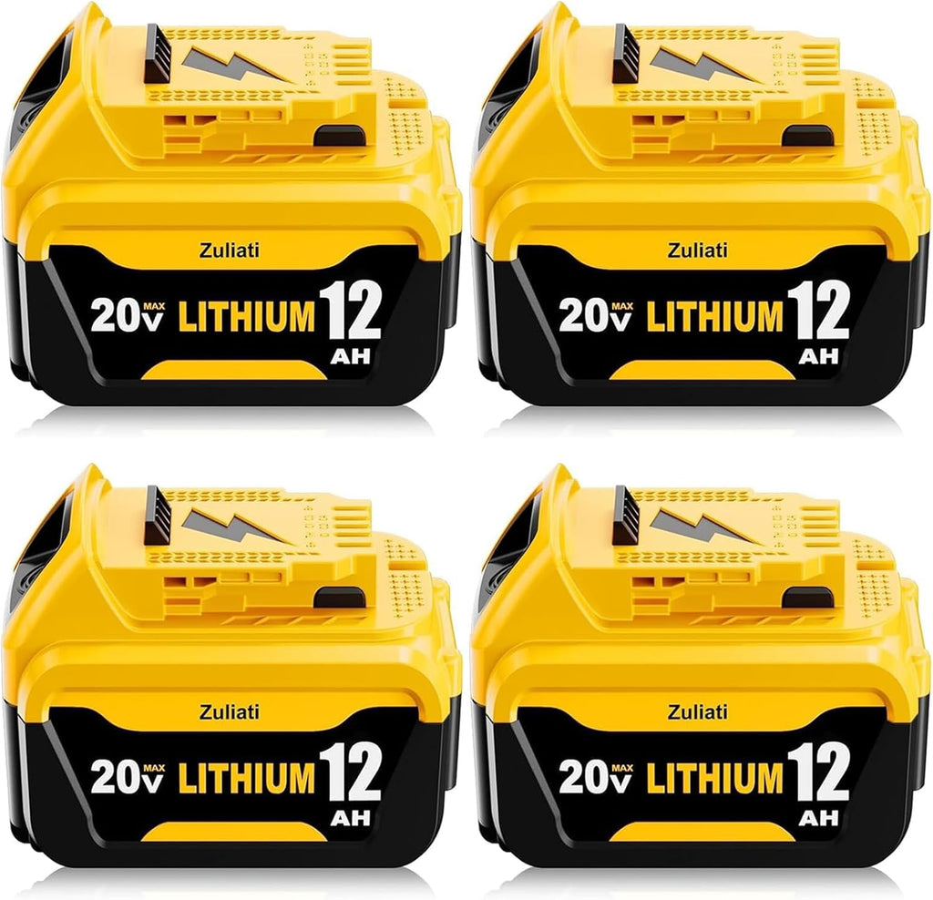 12Ah Replacement for Dewalt 20V Max Battery (Yellow-4PC)