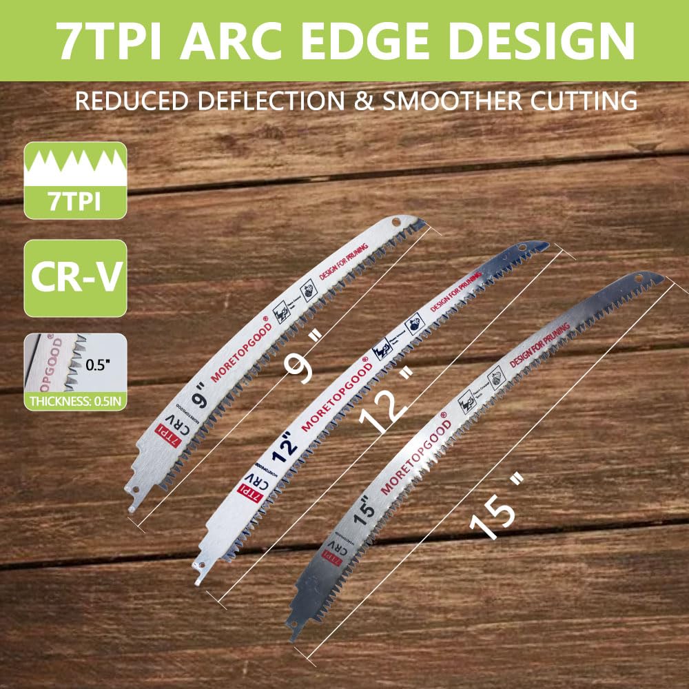 MORETOPGOOD 9"/12"/15" Arc Edge Reciprocating Saw Blade, 3 Pack