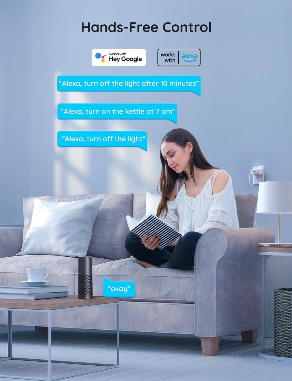 Smart Plug 15A, WiFi Bluetooth Outlets 4 Pack Work with Alexa and Google Assistant, WiFi Plugs with Multiple Timers