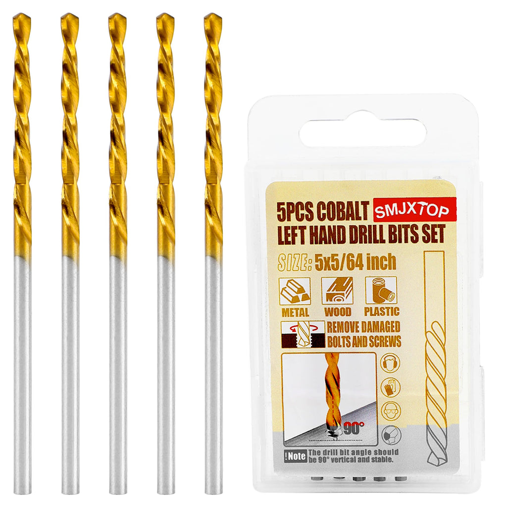 5PCS 5/64" M35 Cobalt Left Hand Drill Bits Set