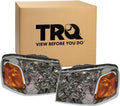 TRQ Driver and Passenger Side Headlight Assembly Set Chrome Housing
