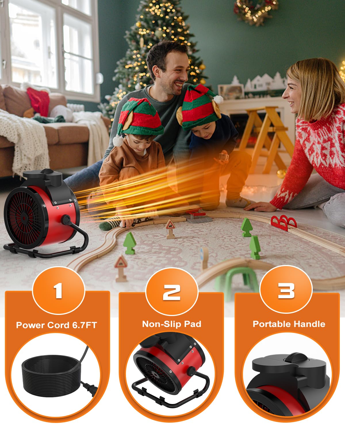 Outdoor Patio Heaters, 1500W Portable Electric Heater with 2S Fast Heating