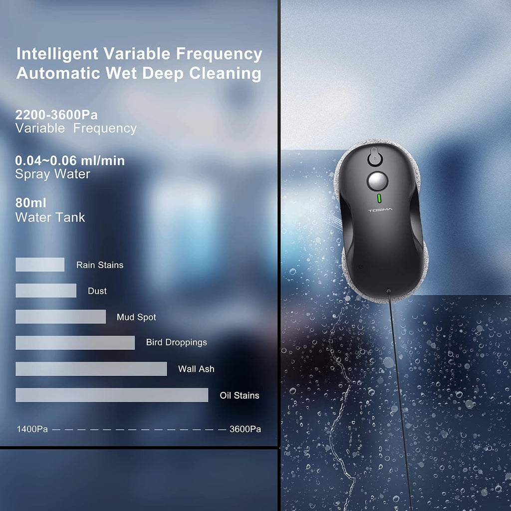 W3 Window Cleaning Robot - Dual Direction Auto-Spray Smart Window Cleaner with Triple Safety System, Smart