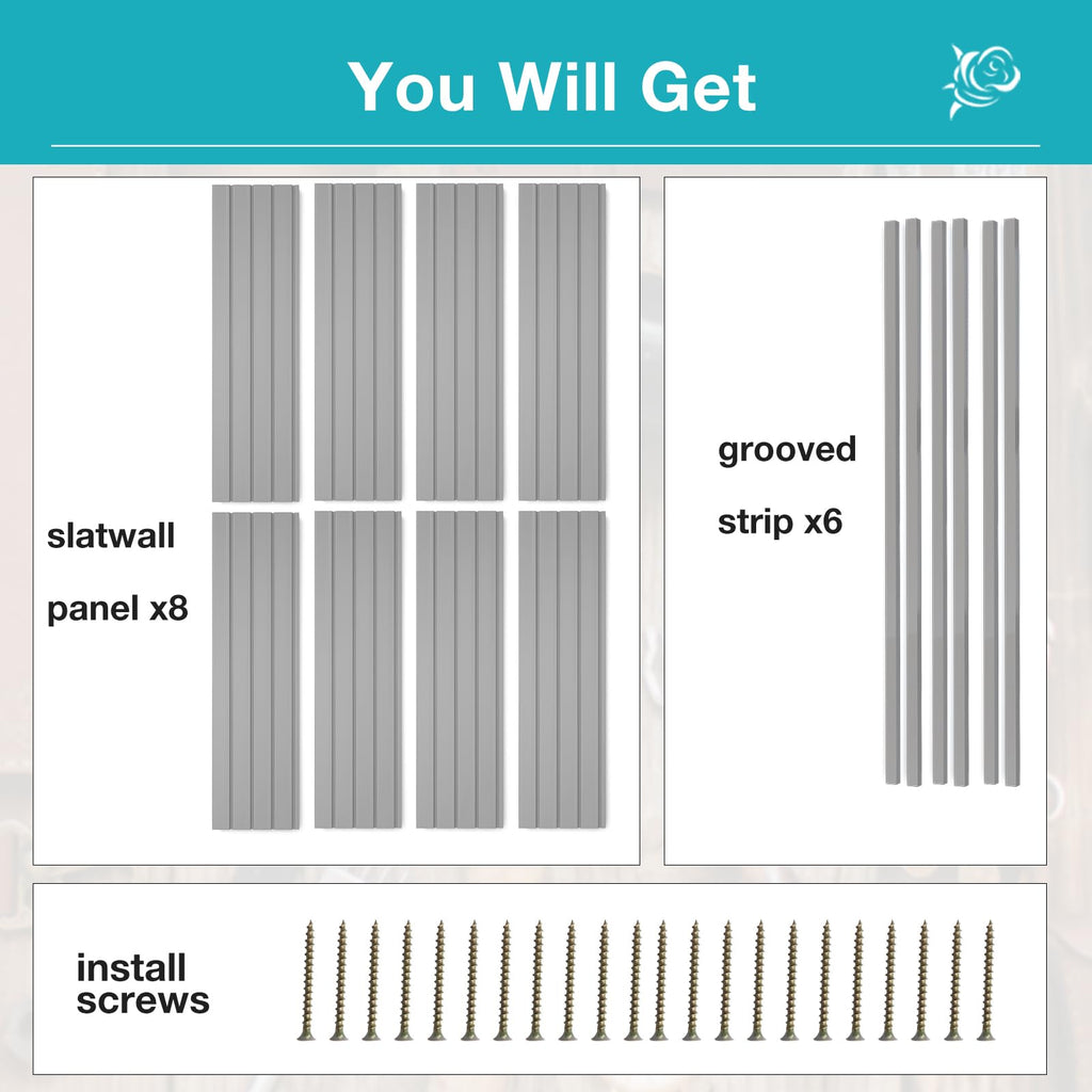 Slatwall Panel Wall Storage Systems, 4 x 8ft Slat Wall Paneling Garage Wall Organizer, Heavy Duty Wall Mounted PVC