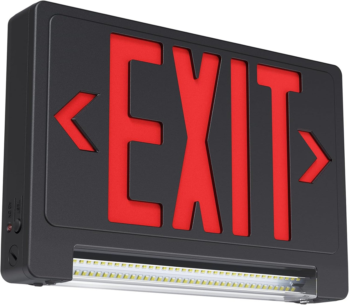 Exit Sign with Adjustable LED Pipe,Exit Signs with Emergency Lights Bar Combo, Compact Hardwired Exit Sign with Battery Backup,Black Led Emergency Exit Light,120V/277VAC,UL Listed (1 Pack)