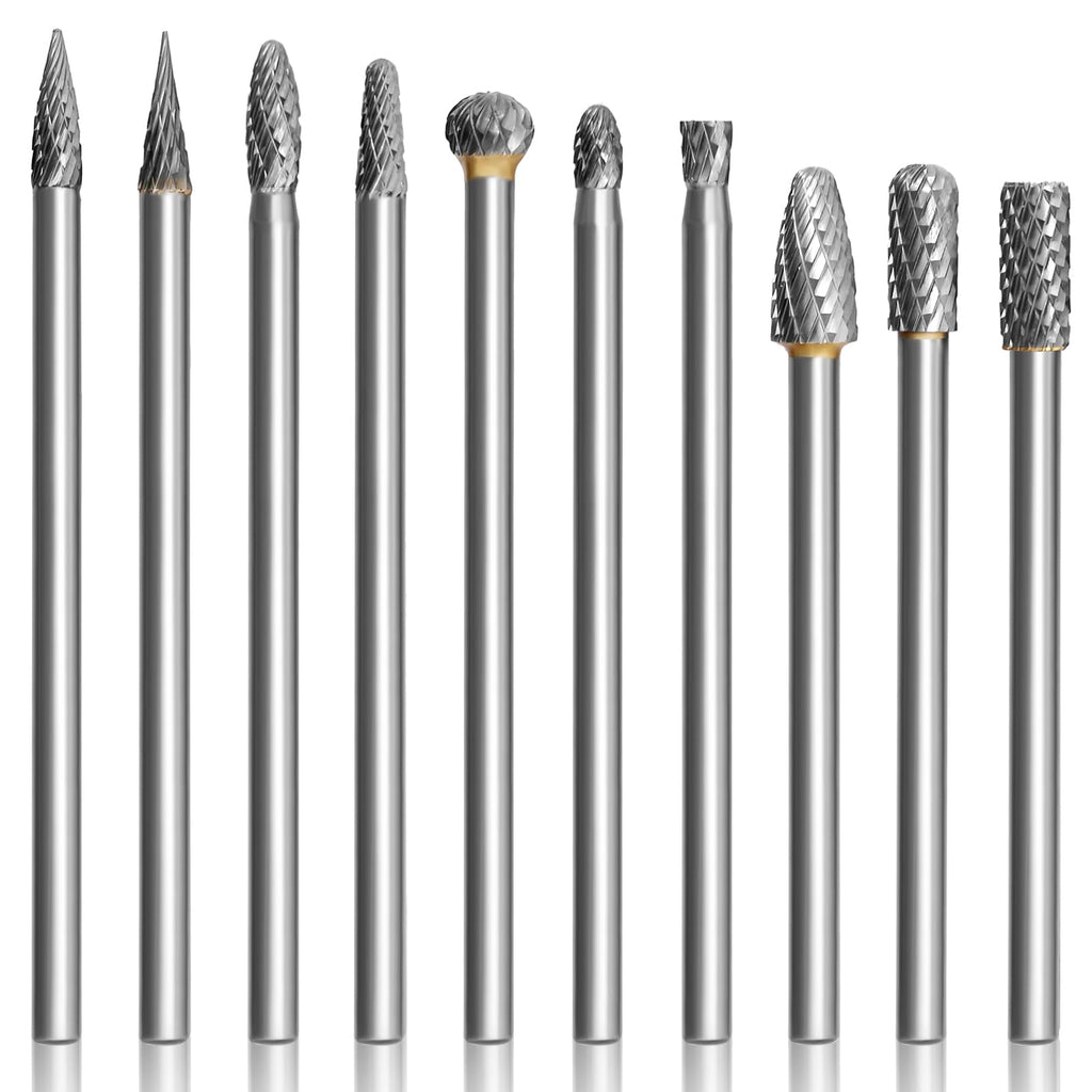 10Pcs Long Carbide Burr Set 4" L 1/4" Shank Die Grinder Bits for Dremel