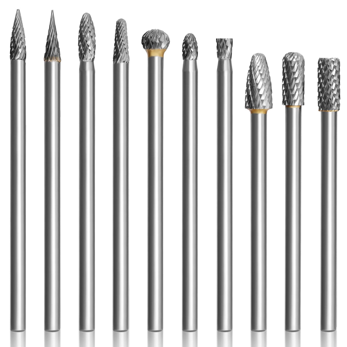 10Pcs Long Carbide Burr Set 4" L 1/4" Shank Die Grinder Bits for Dremel