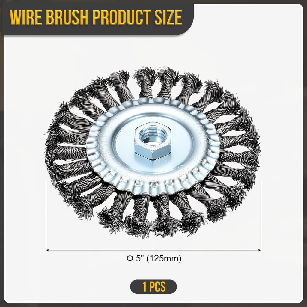 DTGN 5 Inch Wire Wheel Brush for Grinder, 5/8"-11 Arbor