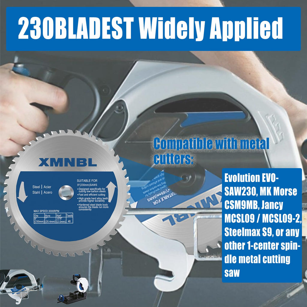 9 Inch Metal Cutting Saw Blade,Replacement for Evolution 9 Inch Metal Cutting Saw Blade,Compatible with Evolution EVOSAW230 Circular Saw Blade,48 Teeth,1 Inch Center Shaft,3 Warranty