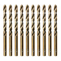 FiLwW 10Pcs 1/4" Cobalt Drill Bit Set, M35 High Speed Steel Jobber Length Drill Bit Kit for Hardened Metal, Stainless Steel, Cast Iron, Wood and Plastic