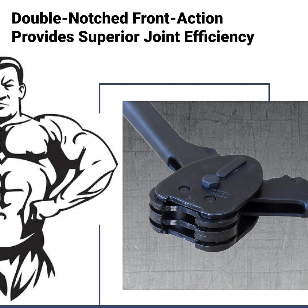 C-3124 Double-Notched Front-Action Sealer/Crimper for 1/2" Steel Strapping – Durable Tool with Long Handle – Good for