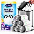 10 Gallon 132 Counts Strong Drawstring Trash Bags Garbage Bags by , Bathroom Trash Can Bin Liners, Plastic Bags for