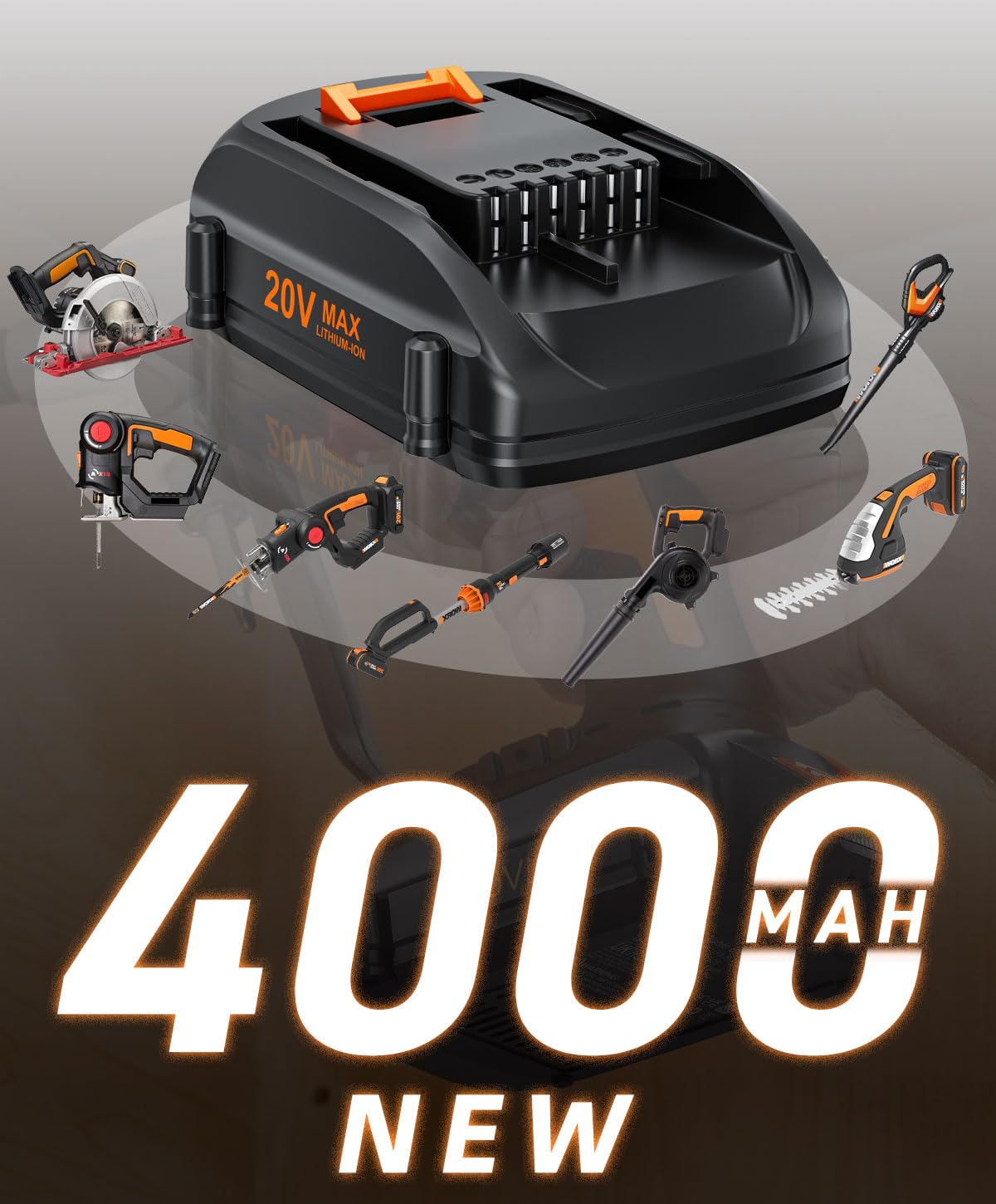 Upgraded 4.0Ah WA3525 Battery Replacement for WORX Battery 20V Power Share