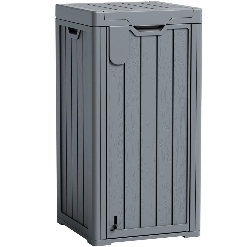 33 Gallon Outdoor Trash Can with Lid, Front Door & Top Lid, Gray