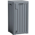 33 Gallon Outdoor Trash Can with Lid, Front Door & Top Lid, Gray
