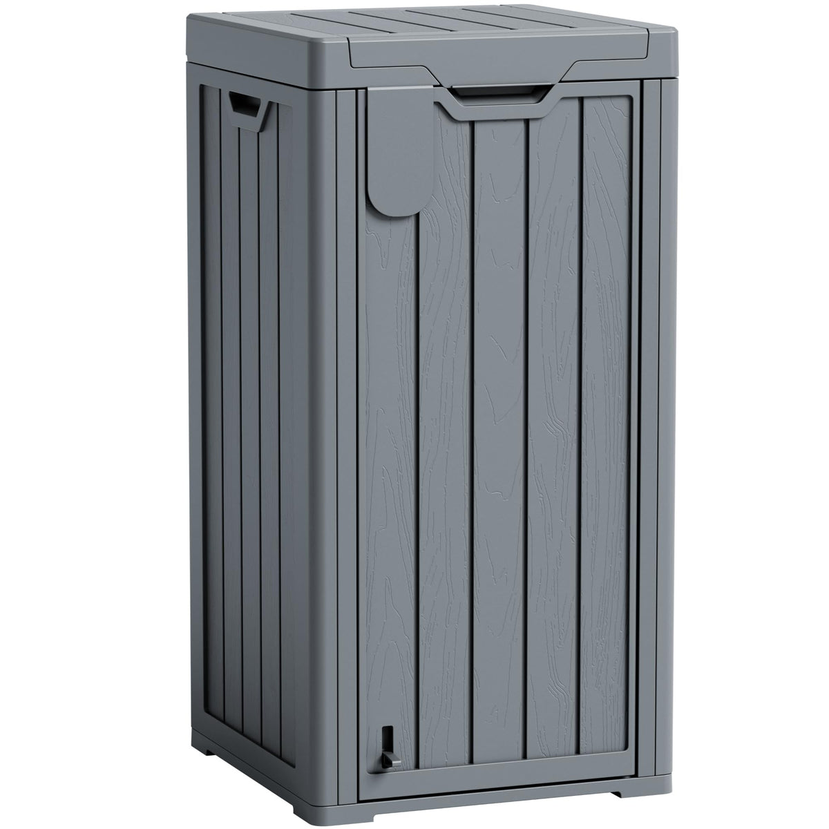 33 Gallon Outdoor Trash Can with Lid, Front Door & Top Lid, Gray