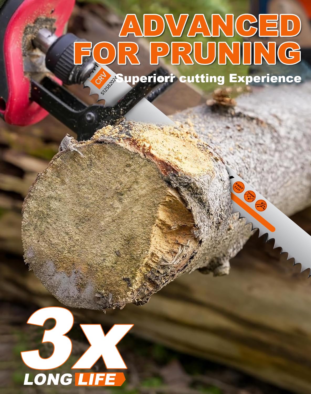 18 Pack 12 Inch 5 Tpi Wood Pruning Reciprocating Saw Blades for Tree Trimming and Wet Wood Cutting, Cr-V Sawzall Blades with Fleam-Ground Teeth for Longer Life and Faster Cutting Speed, 1 x Handle