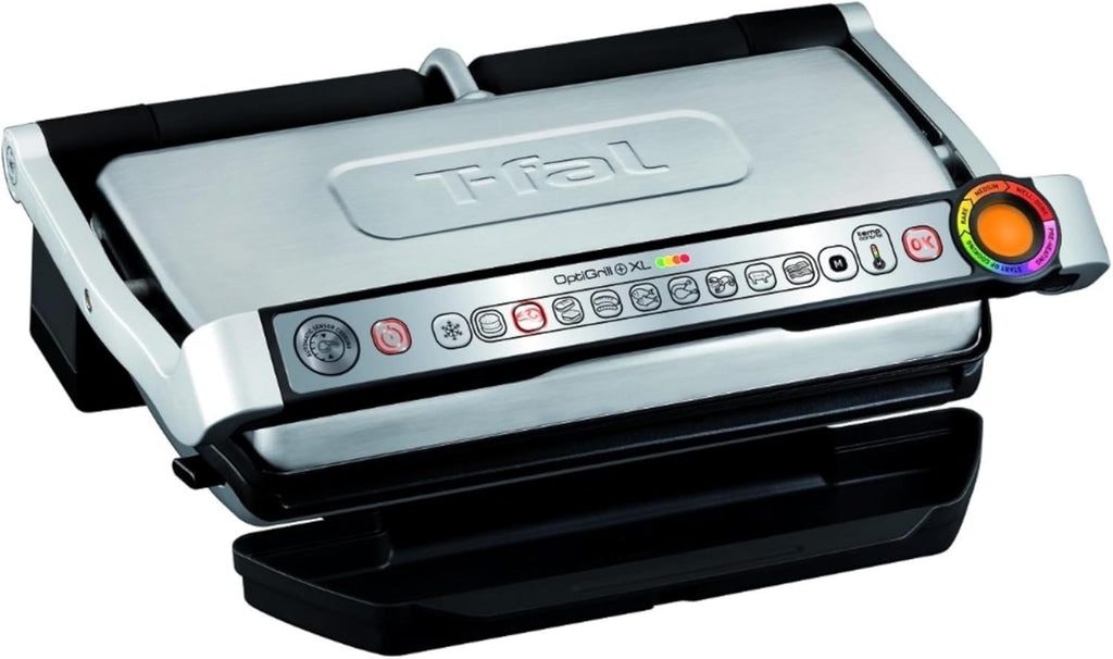 OptiGrill Stainless Steel XL Electric Grill, 6 Servings, 9 Intelligent Automatic Cooking Modes, Panini Press, 1800