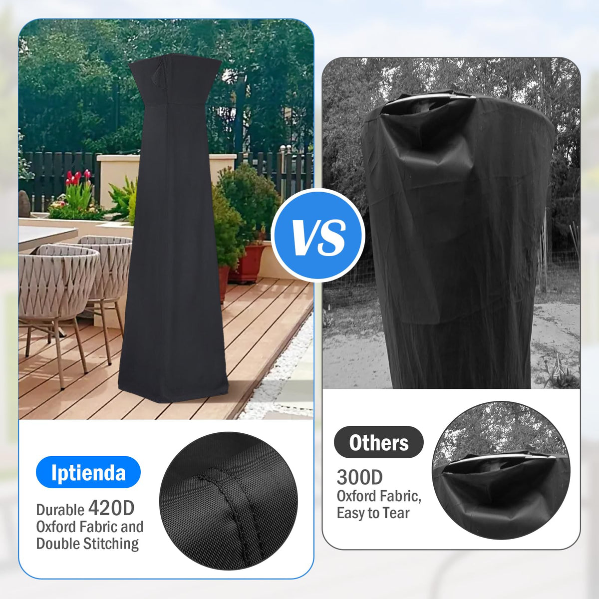 Patio Heater Cover for EAST OAK Pyramid Heaters TS48BN3-91x22x22in