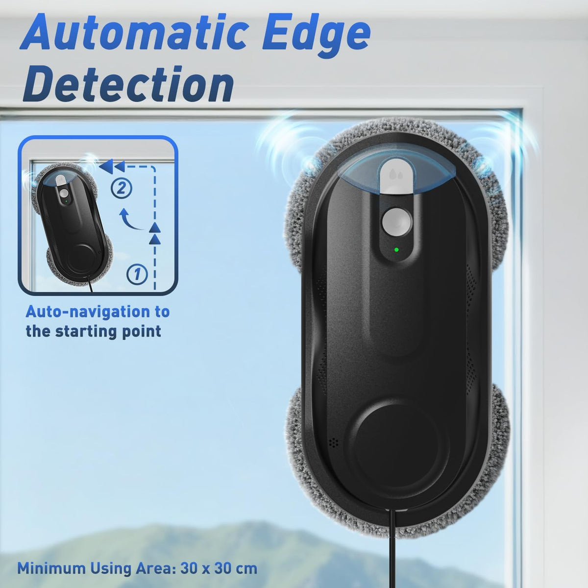 Window Cleaning Robot with Dual Spray for High-Rise Windows,Black