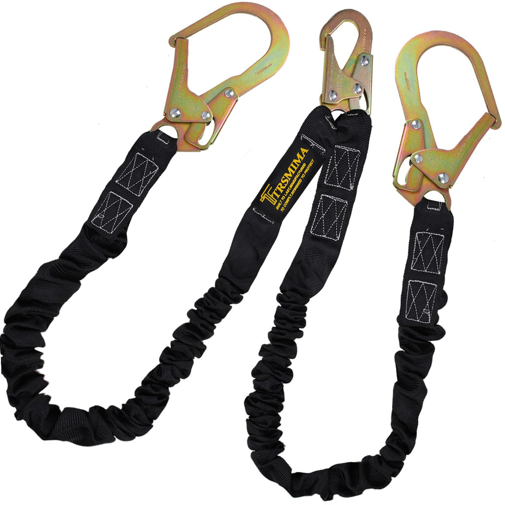 TRSMIMA Safety Harness Lanyard Retractable - Shock Absorbing Lanyard 6ft