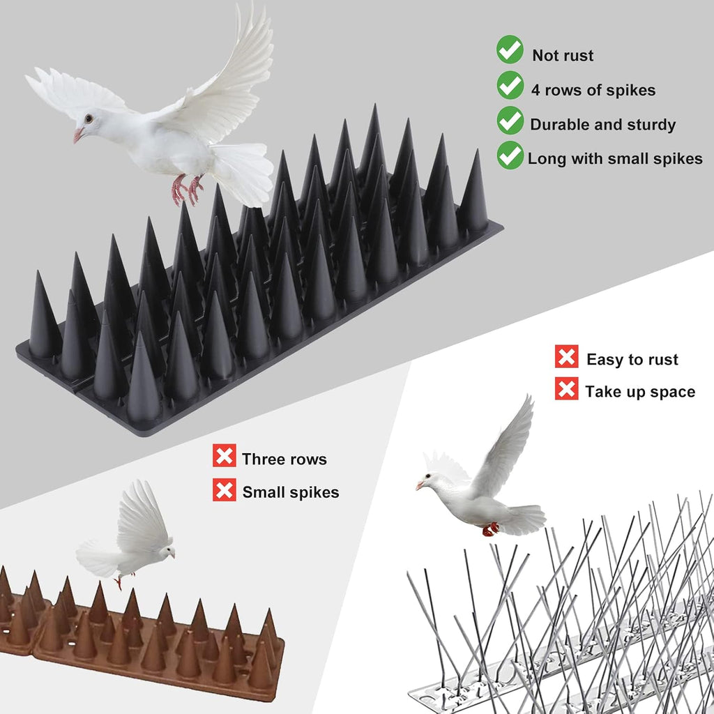 Bird Spikes, 9 Pack Bird Deterrent for Outside, Pigeon Spikes to Keep Raccoon Squirrel Cats Woodpeckers Away, for