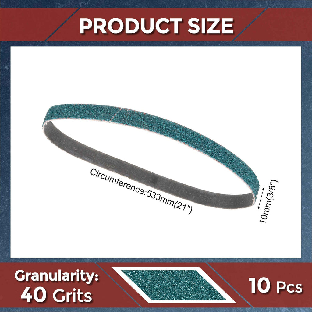 Kozelo 10 Pcs Sanding Belts 3/8 x 21 Inch 40 Grit Zirconia
