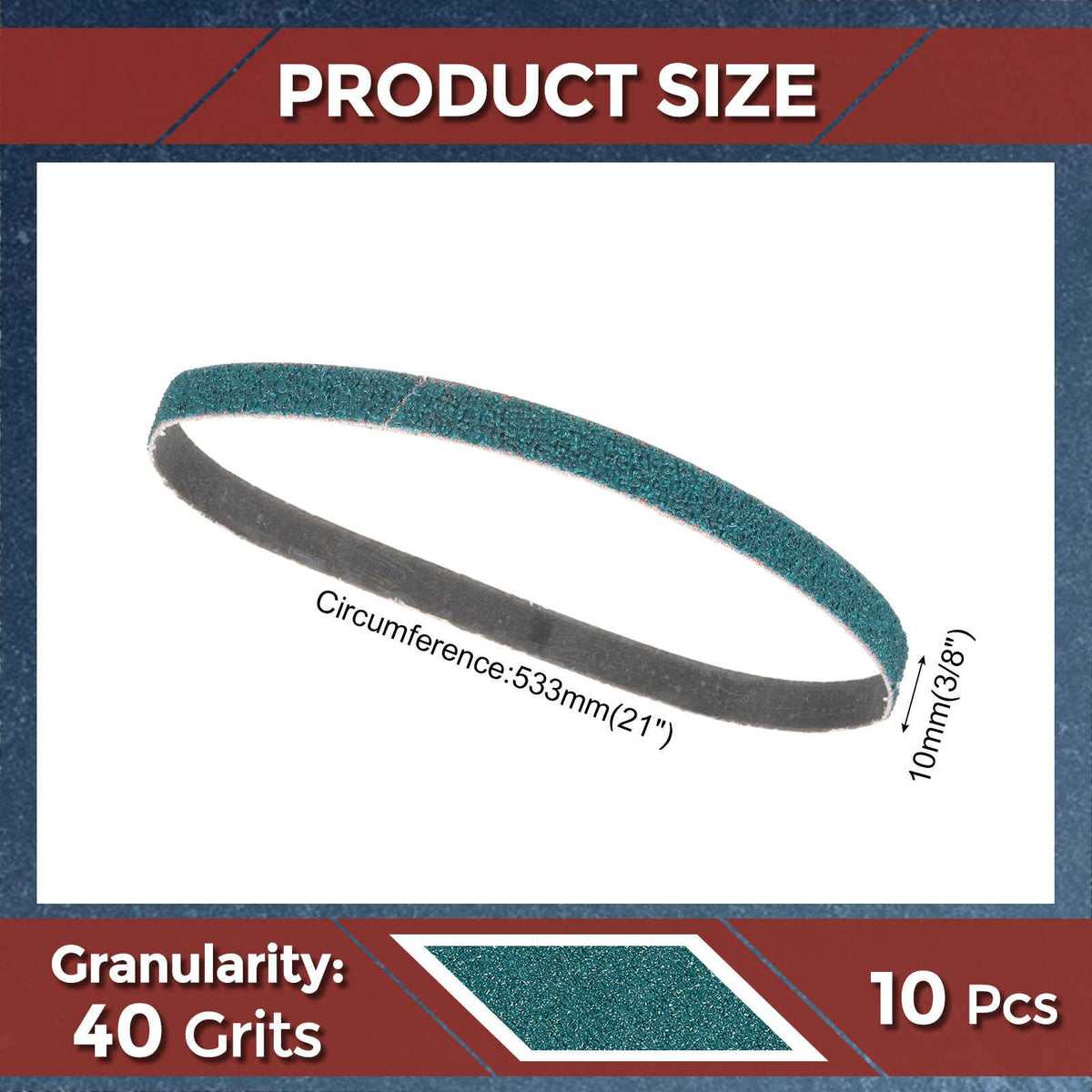 Kozelo 10 Pcs Sanding Belts 3/8 x 21 Inch 40 Grit Zirconia
