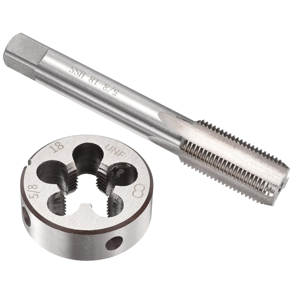 Workkyma 5/8"x18 UNF Tap and Die Set, M2 HSS Right Hand Threading Tool