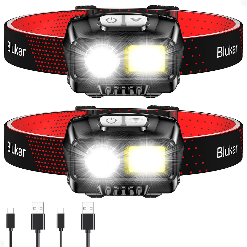 LED Headlamp Rechargeable, 2000L Super Bright Headlight Flashlight
