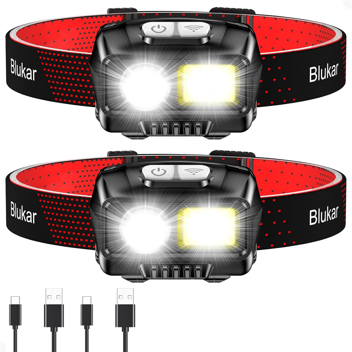 LED Headlamp Rechargeable, 2000L Super Bright Headlight Flashlight
